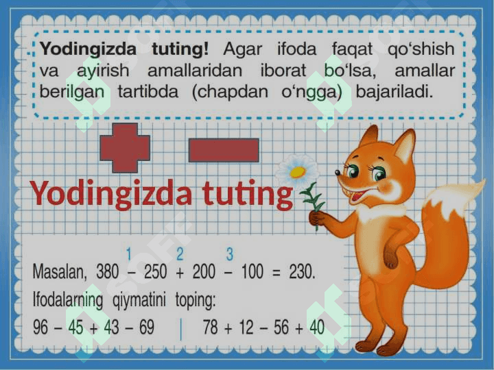 To‘rt arifmetik  amal  va ularning bajarilish tartibi 3