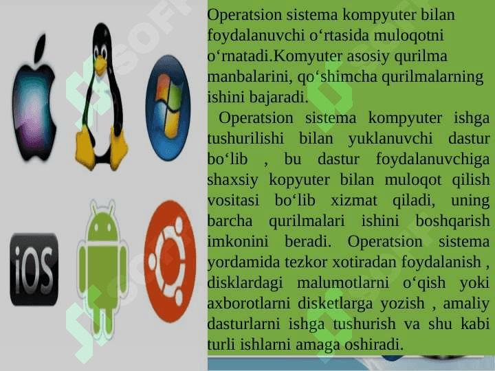 Operatsion tizimlar va Ularning turlari. Windows operatsion  tizimining sozlamalari. 3