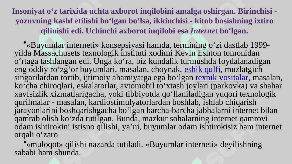 Buyumlar interneti (Internet of Things) texnologiyalari 2