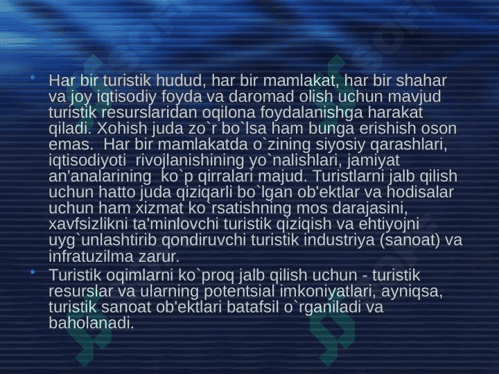 Turistik turlarni rejalashtirish 4