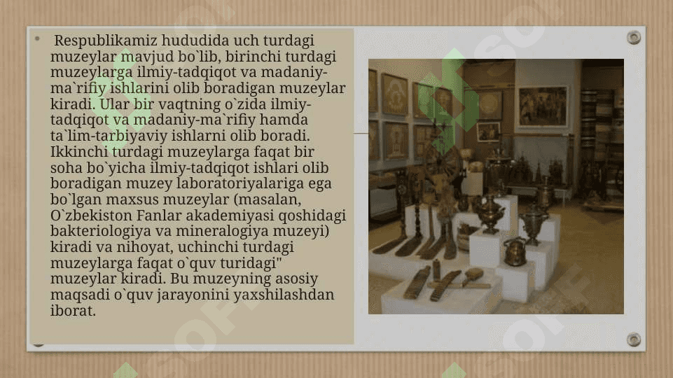 Tarixiy o'lkashunoslik va turizmda muzey eksponatlari va o'lkashunoslik to'garaklari 4
