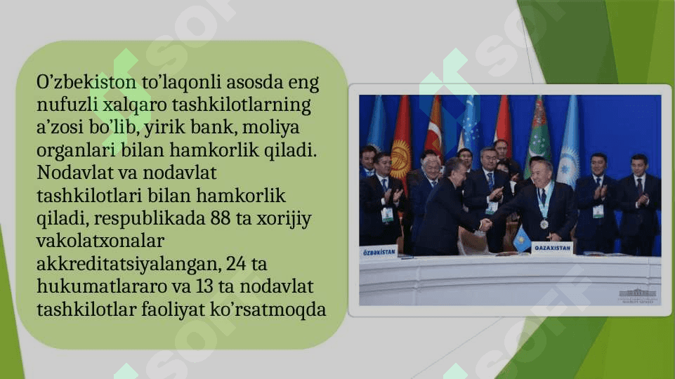 o'zbekistonning xalqaro tashkilotlar va xorijiy davlatlar bilan hamkorligi 5