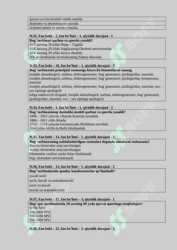 “Bug’ – gaz qurilmalari” fanidan 200 ta test savollari 6