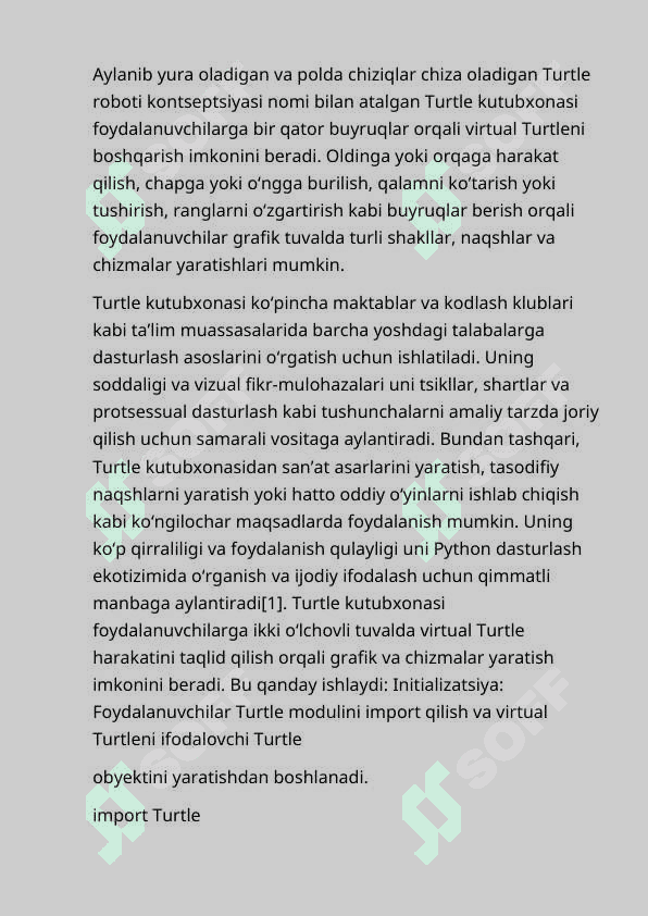 TURTLE KUTUBXONАSI VА UNING IMKONIYАTLАRI 2