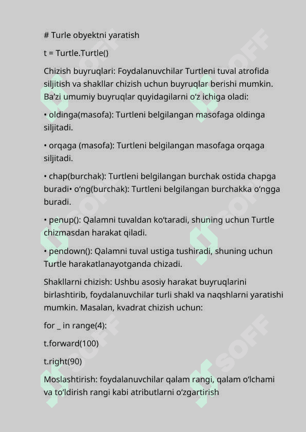 TURTLE KUTUBXONАSI VА UNING IMKONIYАTLАRI 3