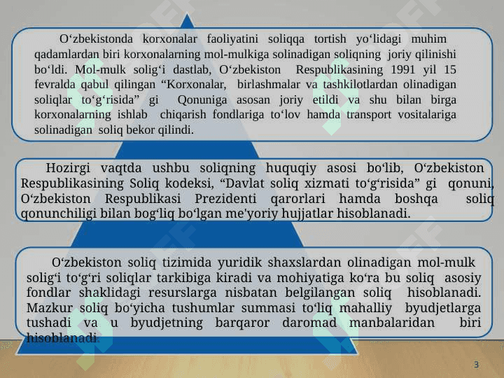 O‘ZBEKISTONDA MOL-MULKKA SOLIQ SOLISHNING O’ZIGA XOS XUSUSIYATLARI 3