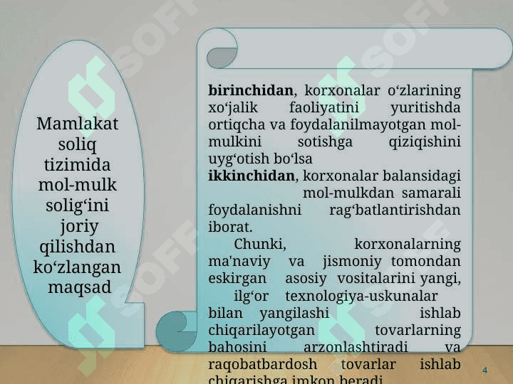 O‘ZBEKISTONDA MOL-MULKKA SOLIQ SOLISHNING O’ZIGA XOS XUSUSIYATLARI 4