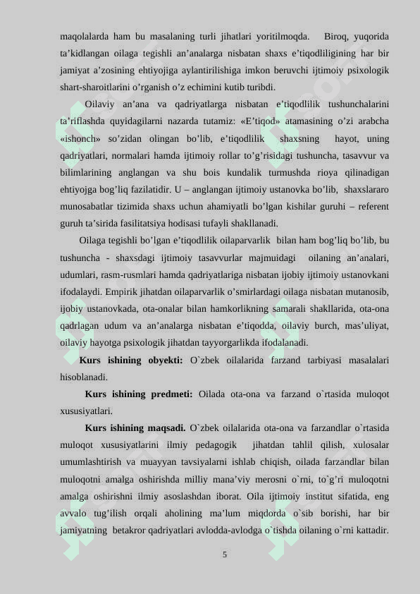 OILADA FARZANLARGA TARBIYA BERISH METODIKASI 5