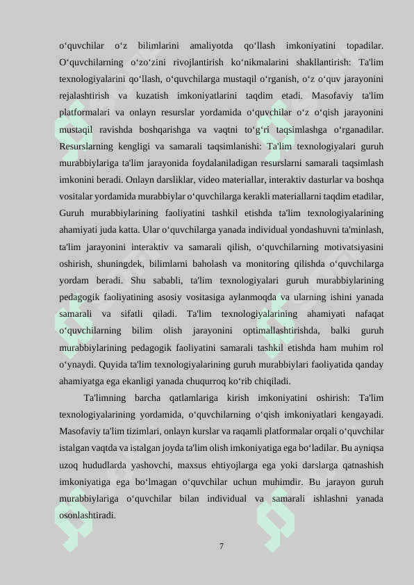 SINF RAHBARI FAOLIYATINI TASHKIL ETISHDA ZAMONAVIY  TEXNOLOGIYALARIDAN FOYDALANISH 7