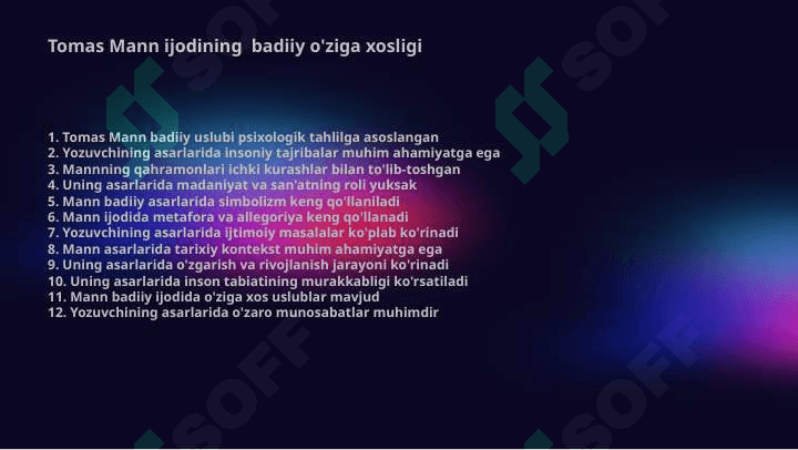 Tomas Mann ijodining  badiiy o'ziga xosligi 3