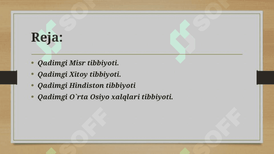Qadimgi Sharq mamlakatlarida tibbiyotni rivоjlanishi. 2