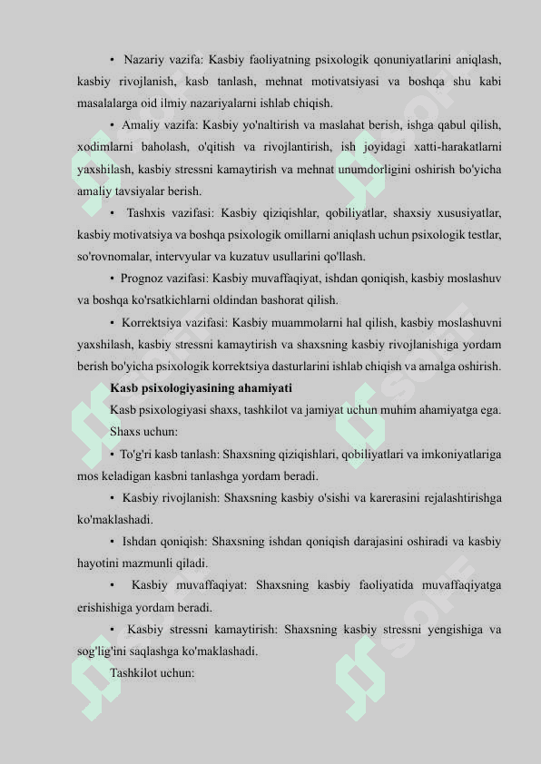 Kasb psixologiyasidan mustaqil ish 2