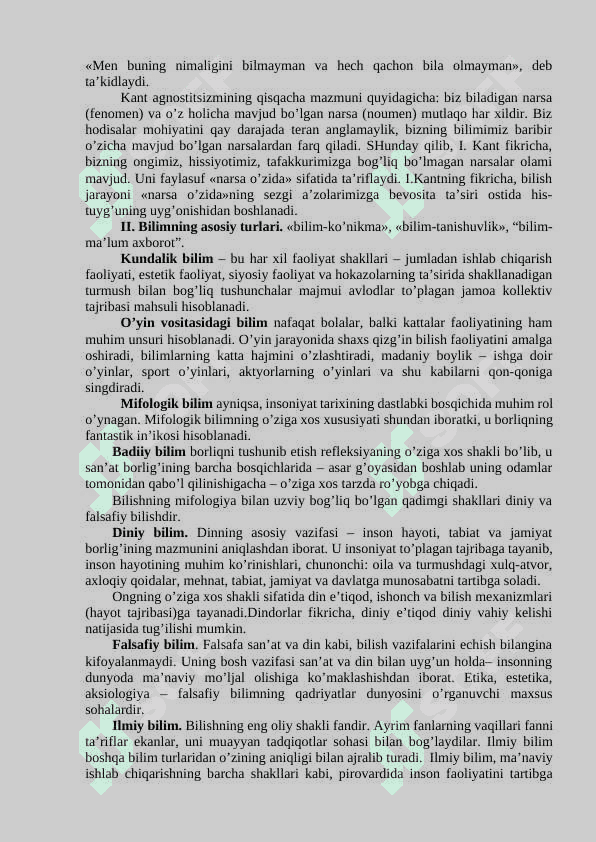 BILISH FALSAFASI (GNOSEOLOGIYA) 3