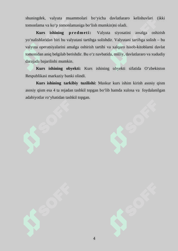 kurs ishi : Markaziy bankning valyuta siyosati va uning ko‘rinishlari. 5