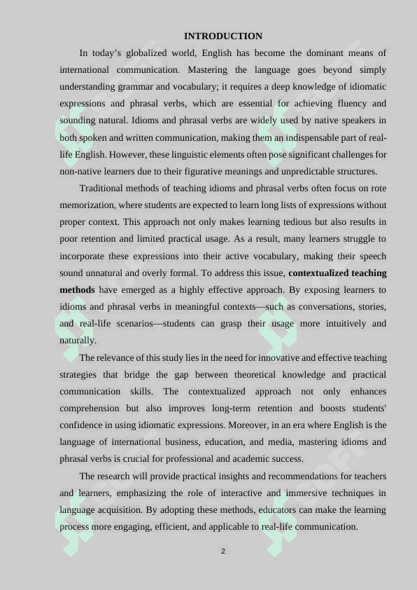 "Teaching English idioms and phrasal verbs through Contextualized Methods" 2