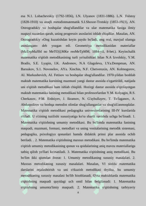 MATEMATIKA FANIDAN QIZIQARLI TOPSHIRIQLARNI ISHLAB CHIQISH METODIKASI 6