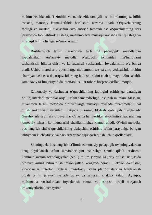 BOSHLANG‘ICH TA’LIM DIDAKTIKASINING MAQSAD VA VAZIFALARI 7