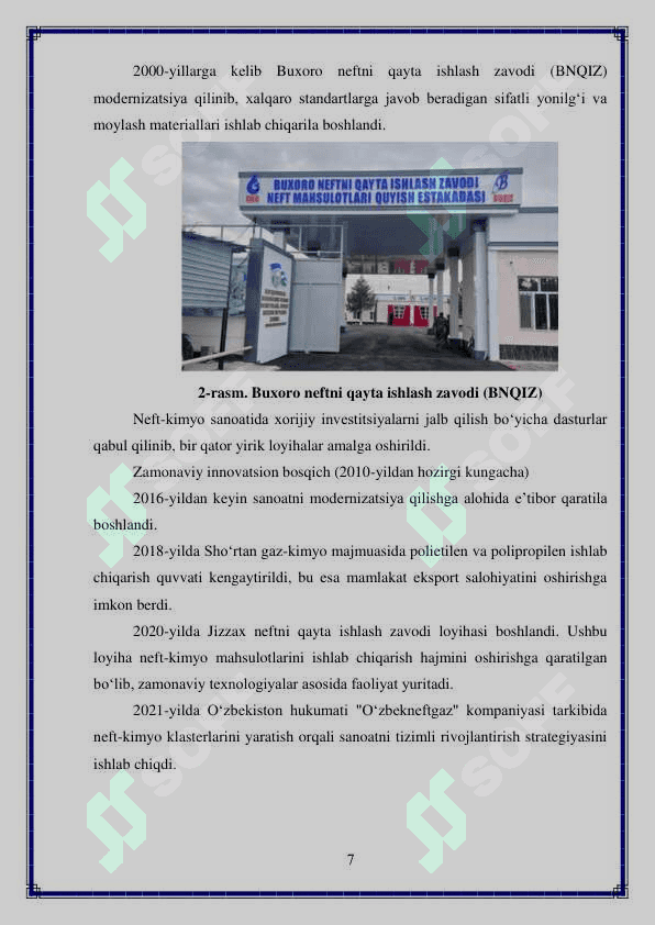 O‘zbekiston neft kimyo sanoatining rivojlanishi holati va istiqbollari 7