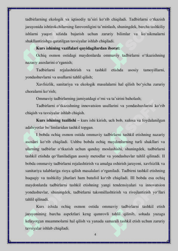 Ochiq osmon ostidagi maydonlarda ommaviy tadbirlarni tashkil etish 4