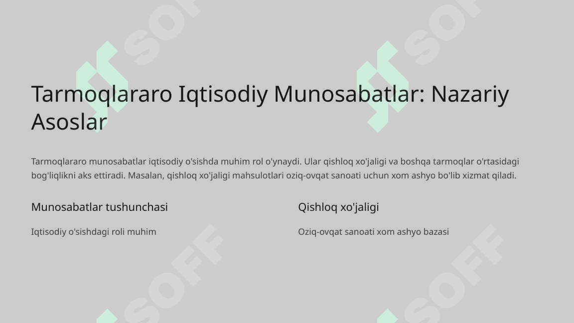 O'zbekiston Respublikasi Qishloq Xo'jaligining Tarmoqlararo Iqtisodiy Munosabatlarini Rivojlantirish Muammolari 3