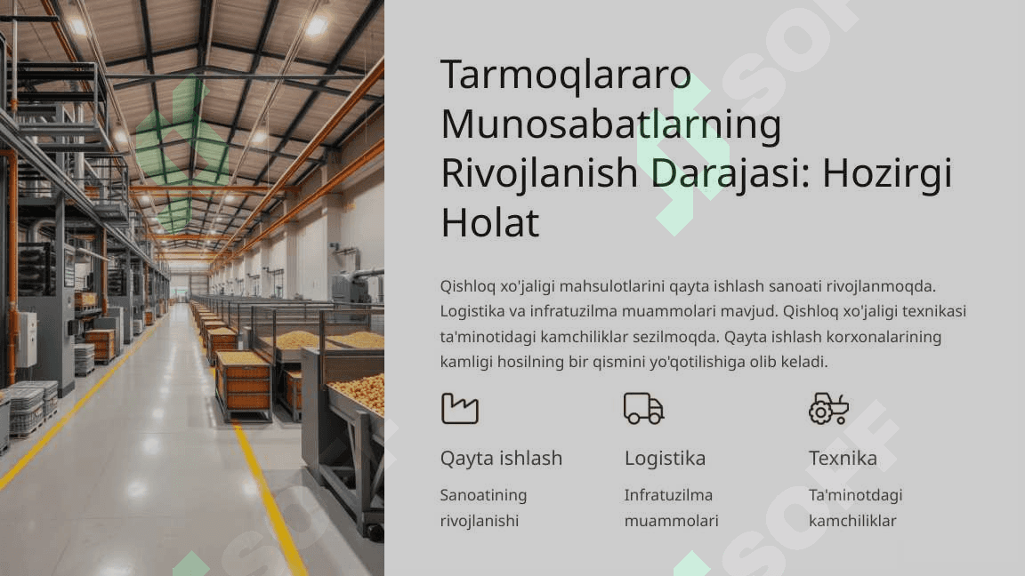O'zbekiston Respublikasi Qishloq Xo'jaligining Tarmoqlararo Iqtisodiy Munosabatlarini Rivojlantirish Muammolari 5