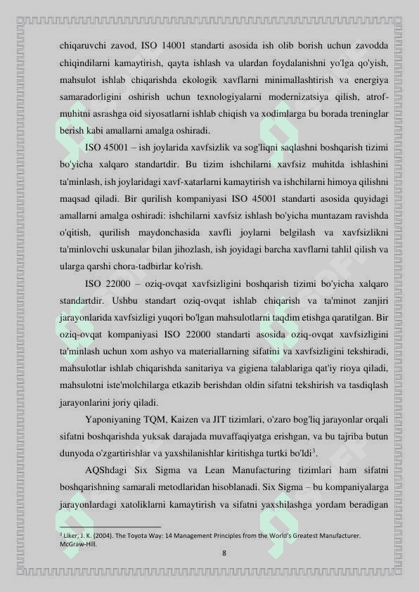 Sifatni boshqarishning xorijiy talablari 8