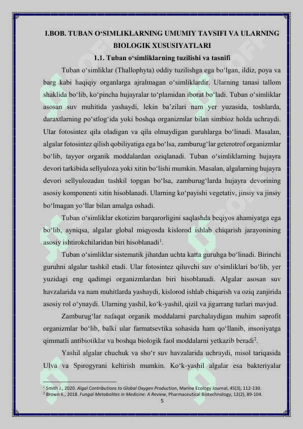 Tuban oʻsimliklar va sistematikasini oʻrganish metodikasi 5