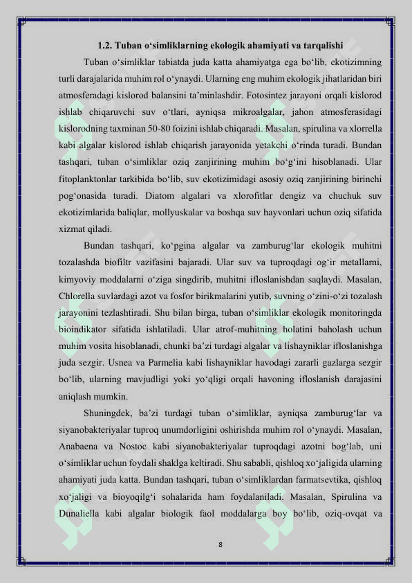 Tuban oʻsimliklar va sistematikasini oʻrganish metodikasi 8