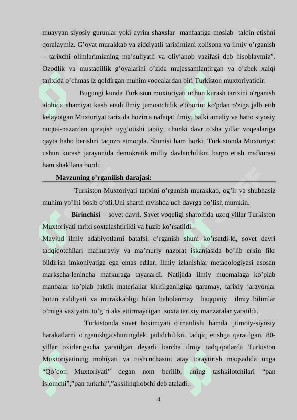 Turkistonda milliy davlatchilik yo’lidagi harakatlar. Turkiston  muxtoriyatining tashkil etilishi 4