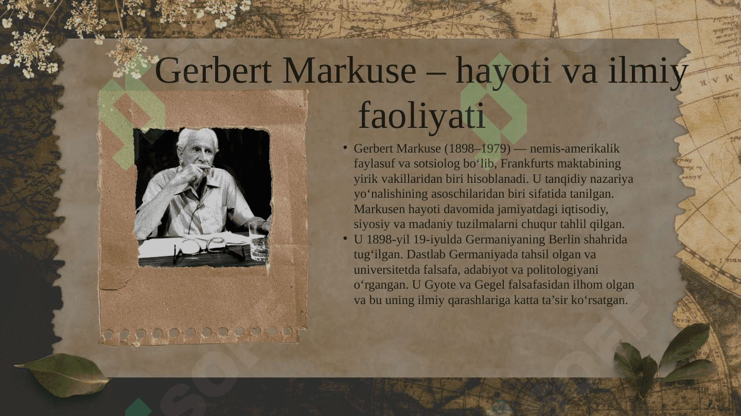 Gerbert Markusening sotsilogiyada tutgan o’rni 3