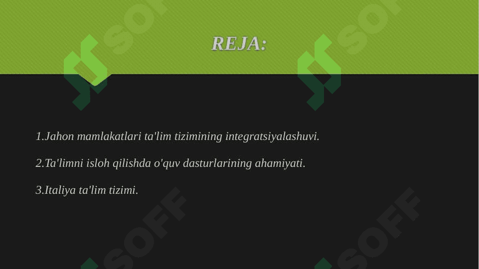 JAHON MAMLAKATLARI TA'LIM TIZIMI INTEGRATSIYALASHUVI 2