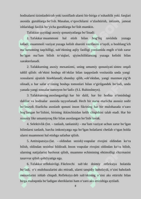 Tafakkur va tarqqiyot masalalari 8