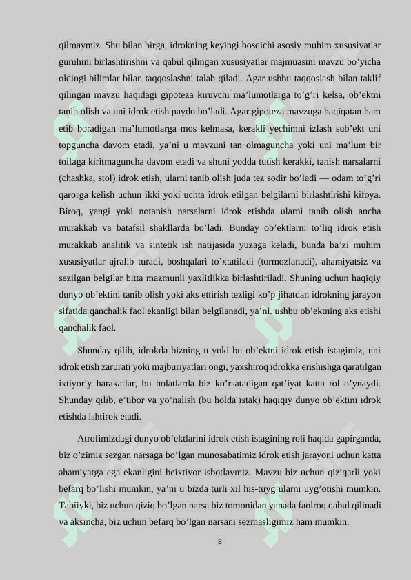 IDROK VA UNING XUSUSIYATLARI 8