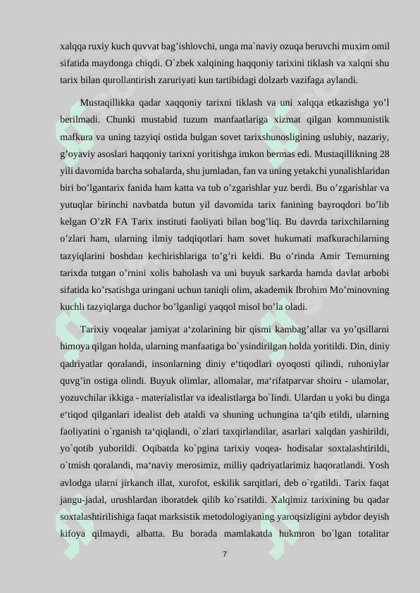 MUSTAQILLIK YILLARIDA O'ZBEKISTONDA TARIX FANINING RIVOJLANISHI 7