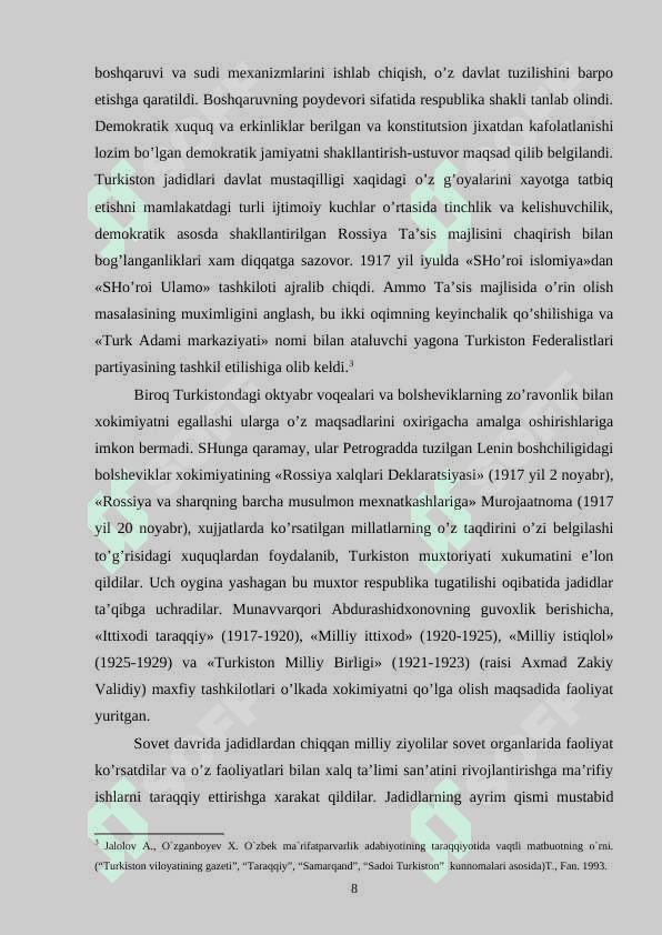 JADIDCHILIK HARAKATINING VUJUDGA KELISHIDAGI TARIXIY SHART SHAROITLAR 8