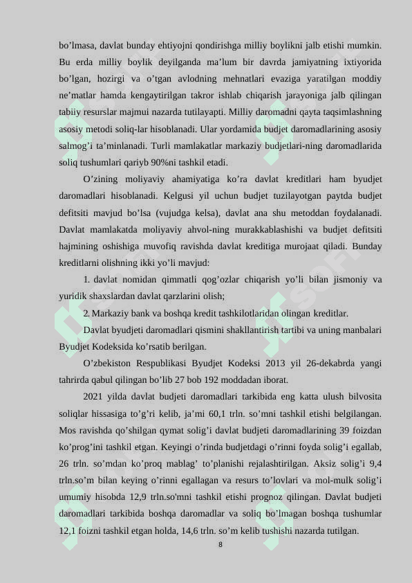 Oʻzbekiston Respublikasida davlat byudjeti va byudjet tizimining rivojlanish tarixi 8