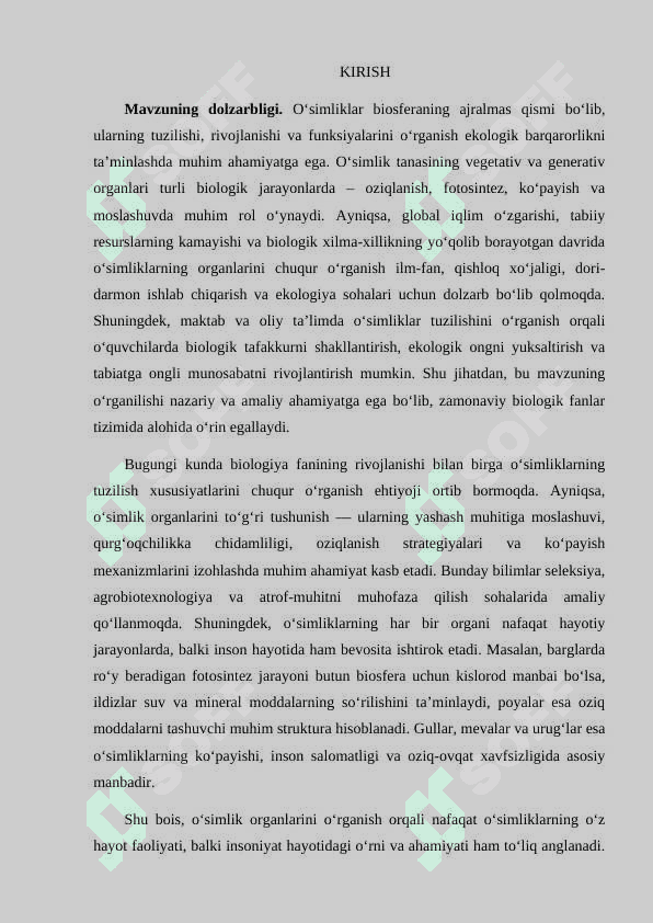 O’simliklarning organlari 3