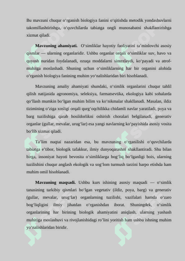 O’simliklarning organlari 4