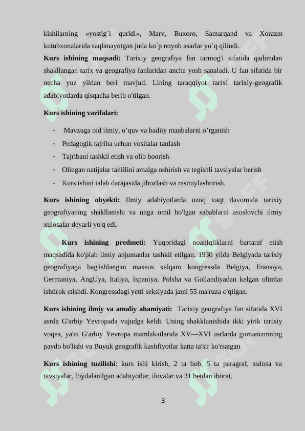 TARIXIY O'LKASHUNOSLIK FANINING ASOSIY MANBALARI 3