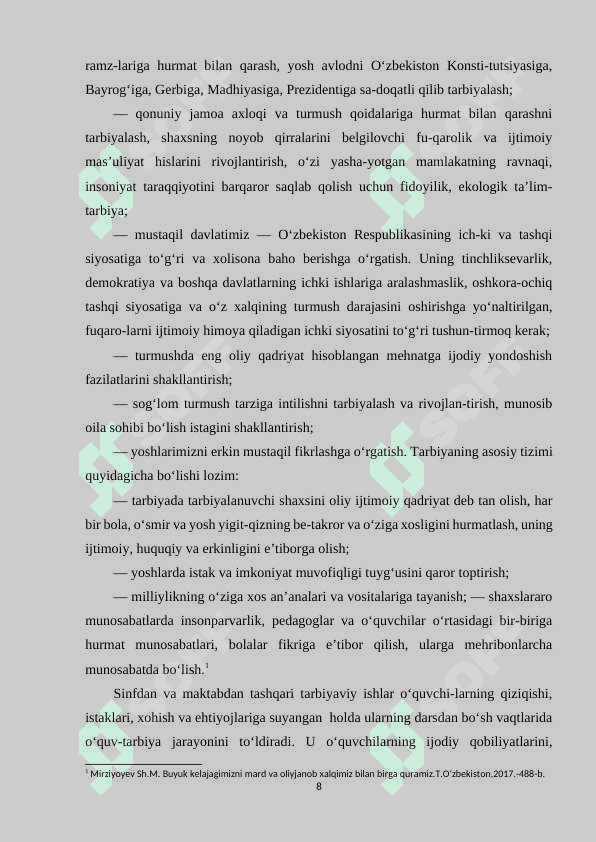 MAKTABDAN TASHQARI O’QISH FAOLIYATI VA UNING YOSHLAR TARBIYASIDAGI O'RNI 8