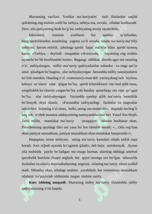 SHARQONA QADRIYATLAR ASOSIDA BOSHLANG’ICH SINF O’QUVCHILARINING MA’NAVIY DUNYOQARASHINING SHAKLLANISHI 5