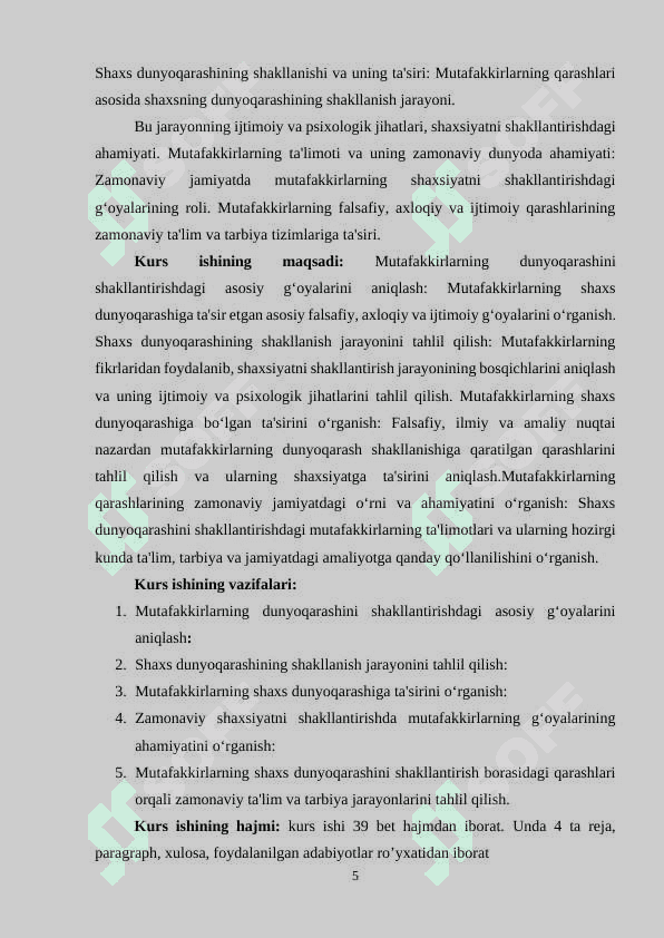 SHARQ MUTAFAKKIRLARINING BOLALAR DUNYOQARASHINI SHAKLLANTIRISH BORASIDAGI QARASHLARI. 5
