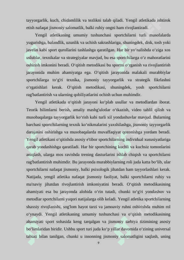 Yengil atletika va uni o‘qitish metodikasi fanining maqsadi hamda vazifalari 8