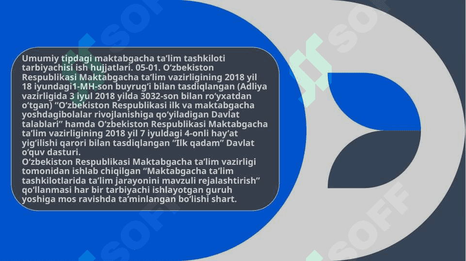 MAKTABGACHA TA’LIM TASHKILOTI TARBIYACHISINING ISH HUJJATLARI 4
