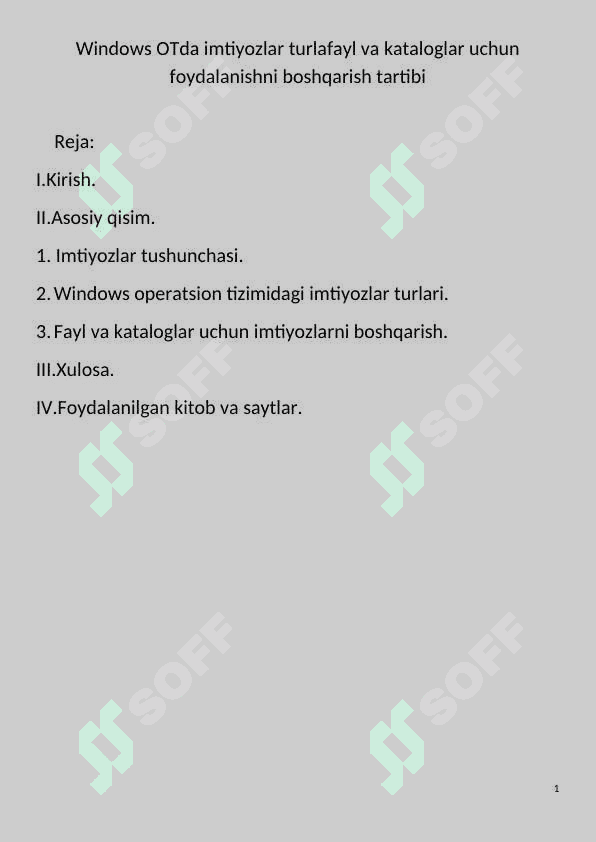 Windows OTda imtiyozlar turlafayl va kataloglar uchun foydalanishni boshqarish tartibi 2