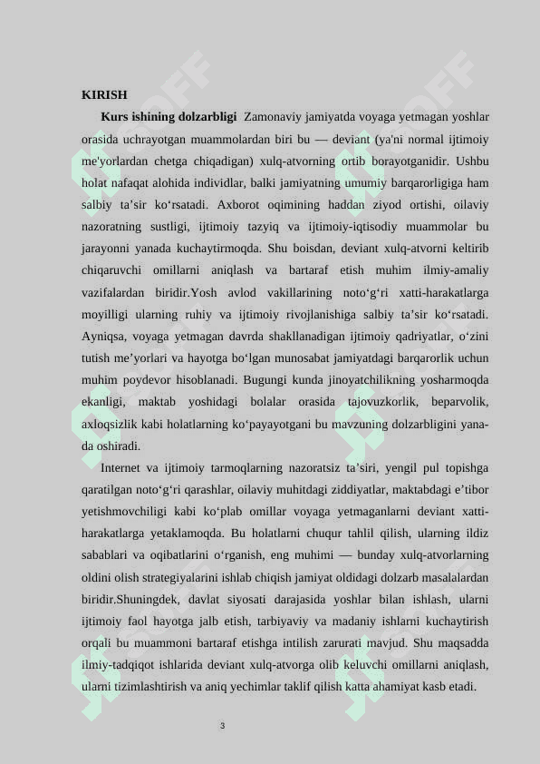 VOYAGA YETMAGAN YOSHLAR ORASIDA DEVIANT XULQ-ATVORNI VUJUDGA KELTIRUVCHI OMILLAR 3