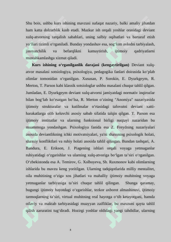 VOYAGA YETMAGAN YOSHLAR ORASIDA DEVIANT XULQ-ATVORNI VUJUDGA KELTIRUVCHI OMILLAR 4