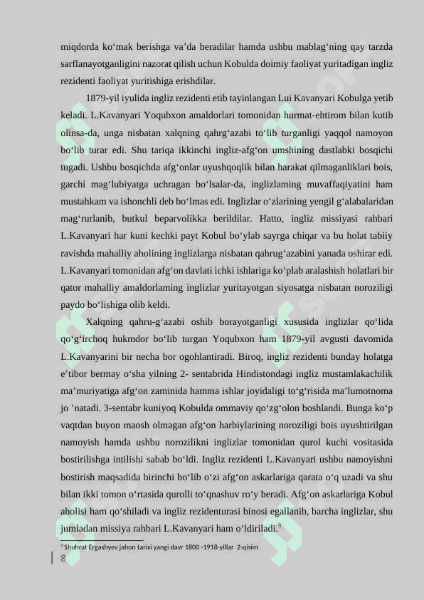XIX asr XX asrning ikkinchi yarmida Afgʻoniston 8