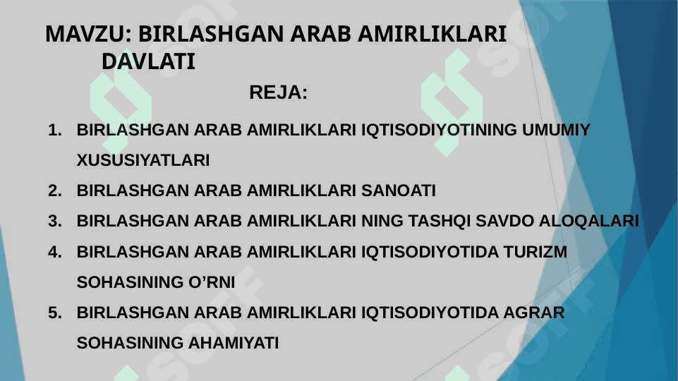 BIRLASHGAN ARAB AMIRLIKlari DAVLATI 2