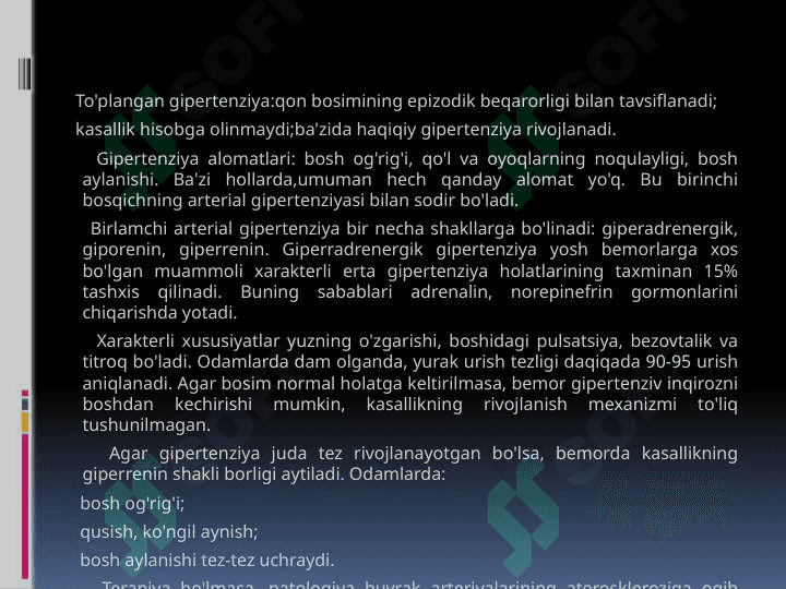 Gipertenziya va uning asoratlari bilan og’rigan bemorlarni parvarish qilish 5